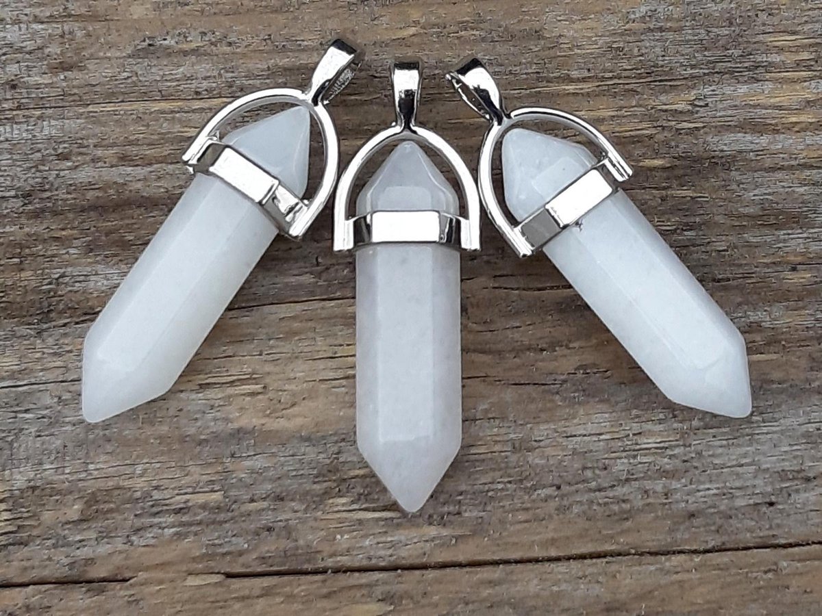 Edelsteen witte Jade - pendel - healing punt hanger